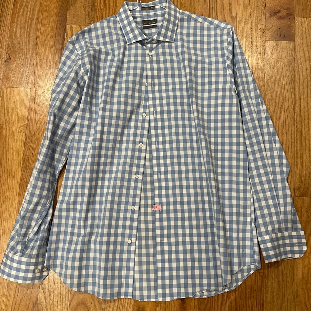 Calibrate trim fit non iron size XL gingham shirt